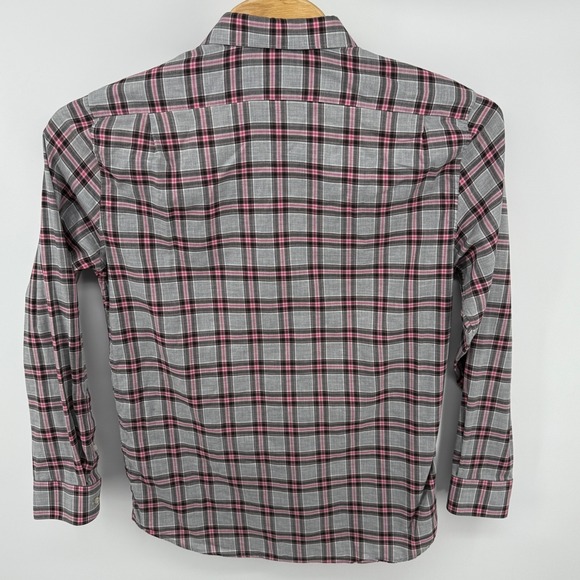 Johnnie-O Top Shelf Men's Gray Pink Plaid Button Down Long Sleeve Shirt - Picture 3 of 7